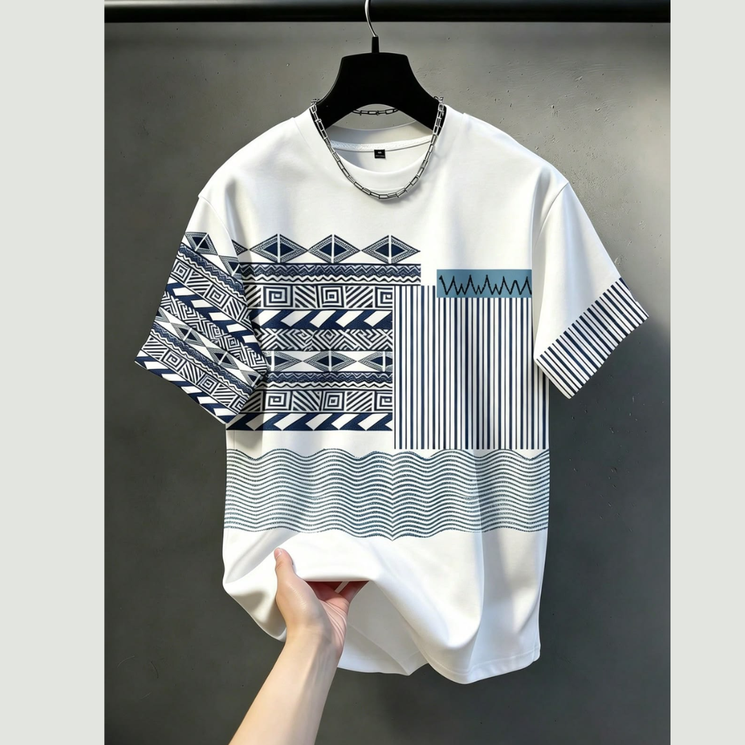 Geometric Print Round Neck T-Shirt