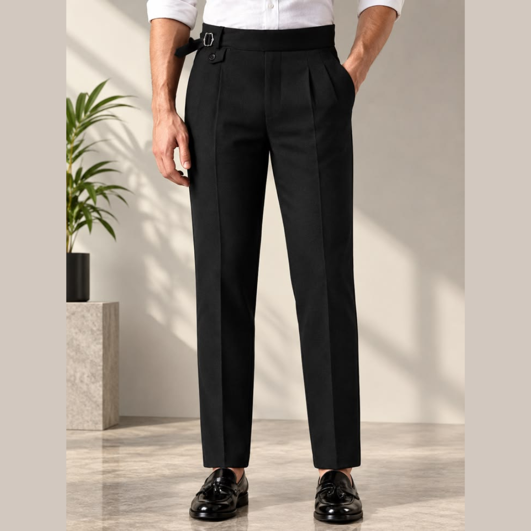 Men’s Black Pleated Formal Trousers