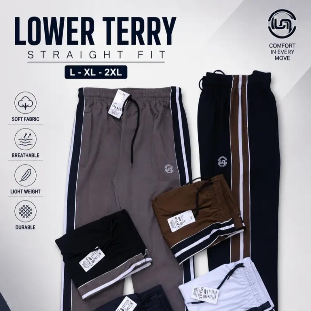 Men’s Terry Straight Fit Lower – Lightweight Everyday Track Pants