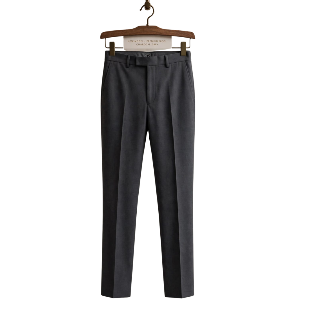 Charcoal Grey Wool Formal Trousers