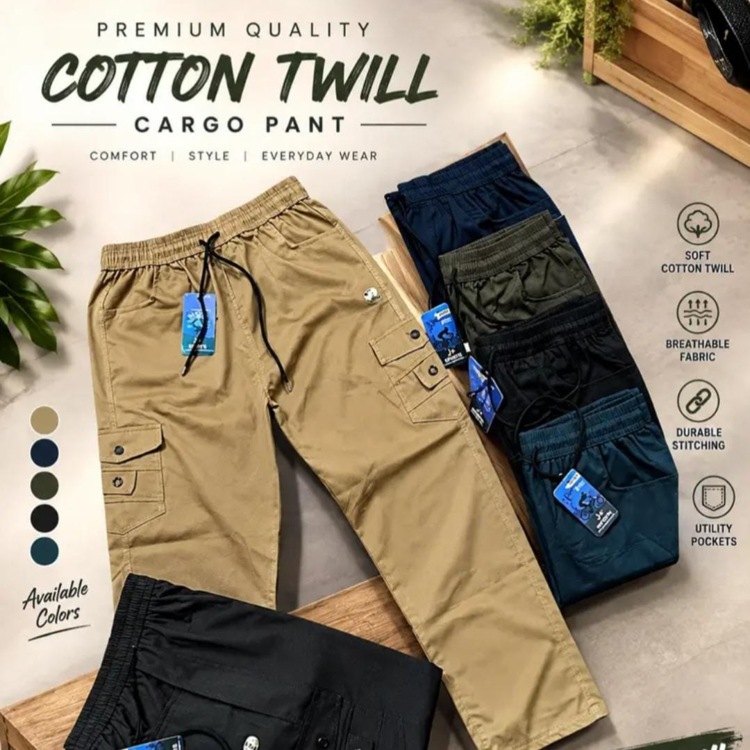 Men’s Cotton Twill Cargo Pants with Utility Pockets